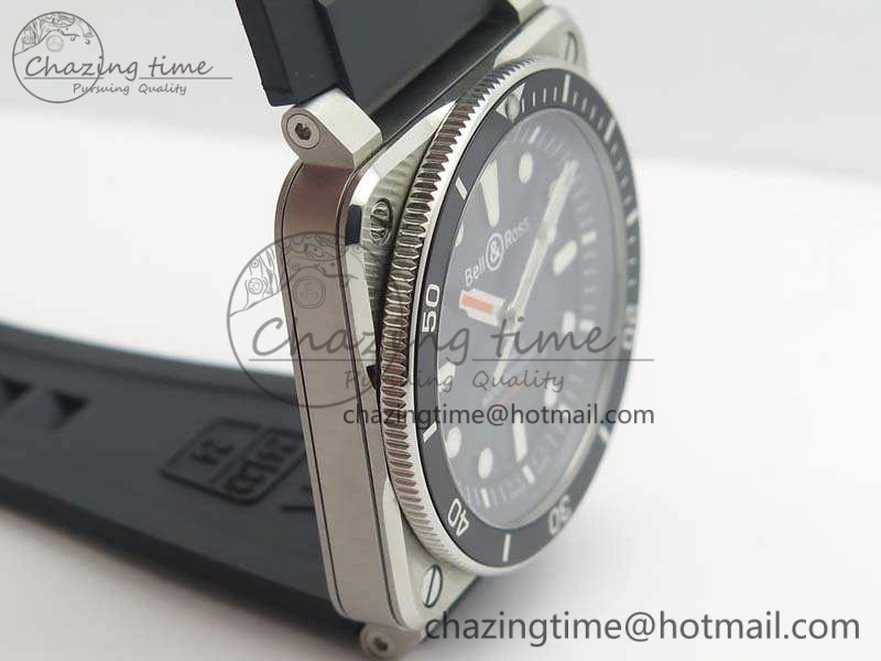 BR 03-92 Diver SS 1:1 Best Edition Black Dial On Rubber Strap MIYOTA 9015