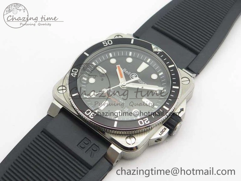 BR 03-92 Diver SS 1:1 Best Edition Black Dial On Rubber Strap MIYOTA 9015