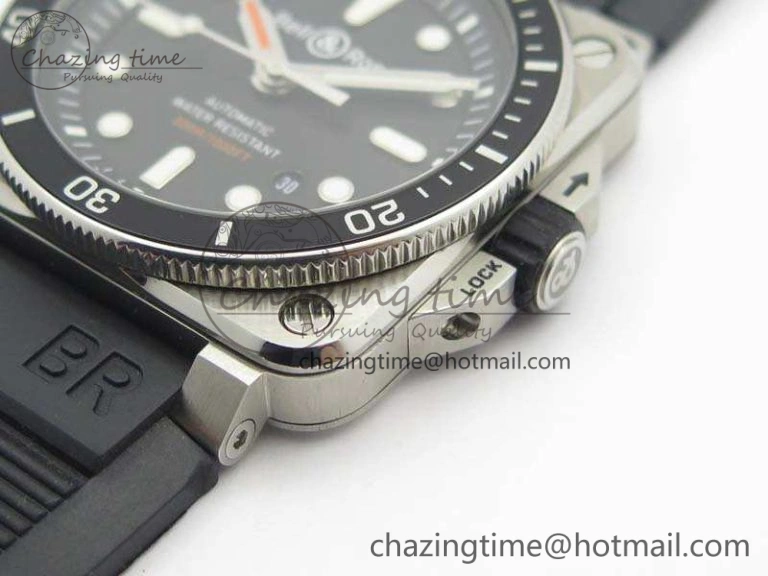 BR 03-92 Diver SS 1:1 Best Edition Black Dial On Rubber Strap MIYOTA 9015