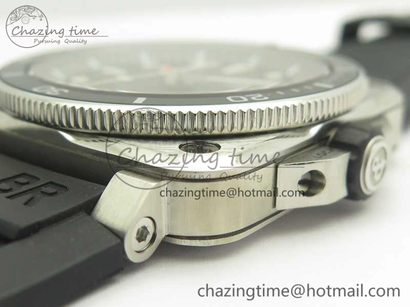 BR 03-92 Diver SS OXF 1:1 Best Edition Black Dial on Rubber Strap MIYOTA 9015 (Free Leather)