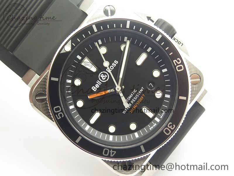 BR 03-92 Diver SS OXF 1:1 Best Edition Black Dial on Rubber Strap MIYOTA 9015 (Free Leather)