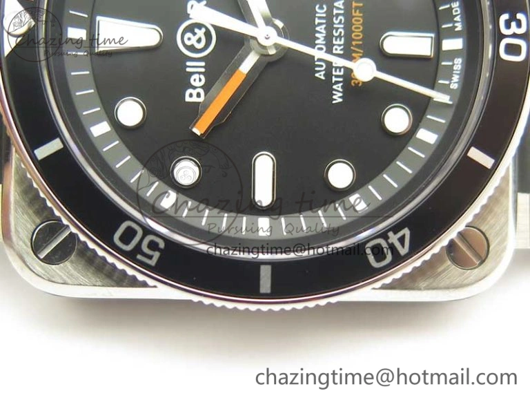 BR 03-92 Diver SS OXF 1:1 Best Edition Black Dial on Rubber Strap MIYOTA 9015 (Free Leather)