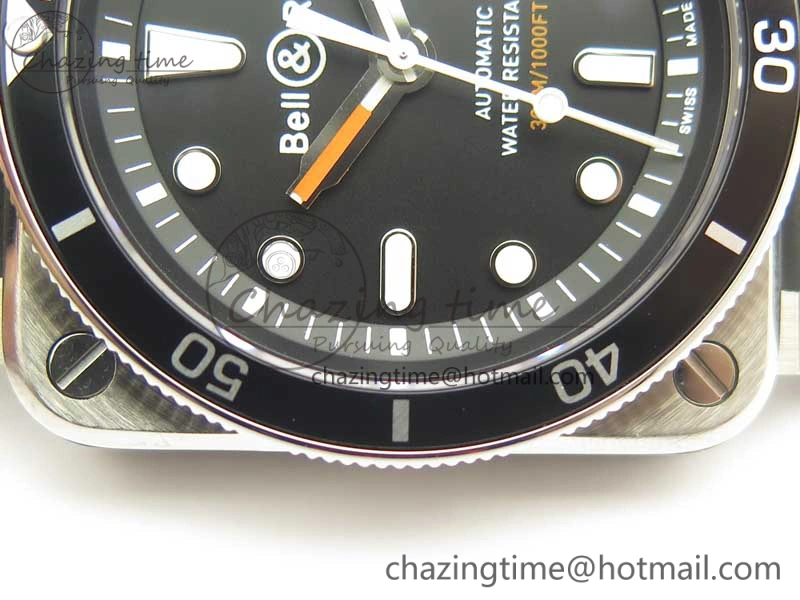 BR 03-92 Diver SS OXF 1:1 Best Edition Black Dial on Rubber Strap MIYOTA 9015 (Free Leather)
