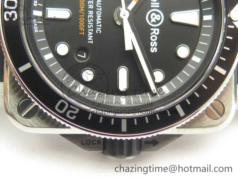 BR 03-92 Diver SS OXF 1:1 Best Edition Black Dial on Rubber Strap MIYOTA 9015 (Free Leather)