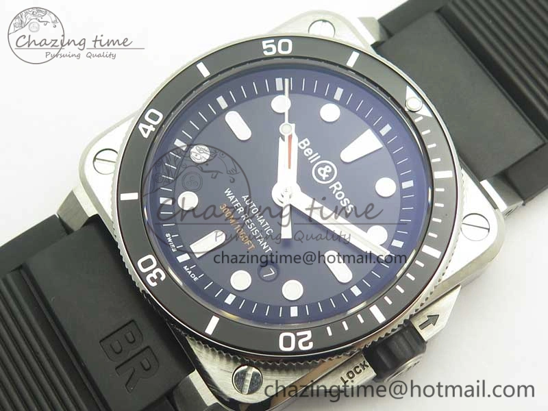 BR 03-92 Diver SS OXF 1:1 Best Edition Black Dial on Rubber Strap MIYOTA 9015 (Free Leather)