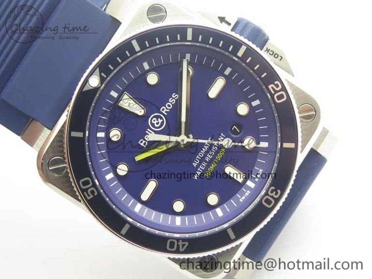 BR 03-92 Diver SS OXF 1:1 Best Edition Blue Dial on Rubber Strap MIYOTA 9015 (Free Leather)