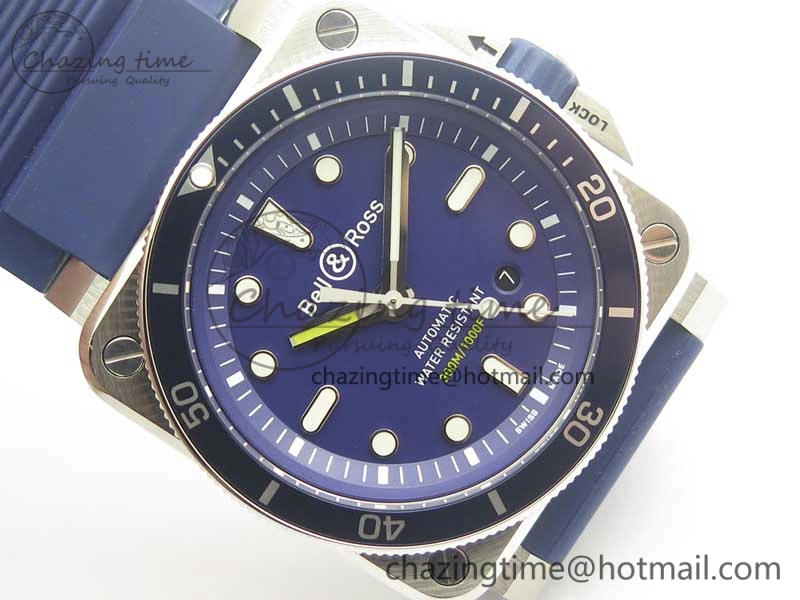 BR 03-92 Diver SS OXF 1:1 Best Edition Blue Dial on Rubber Strap MIYOTA 9015 (Free Leather)