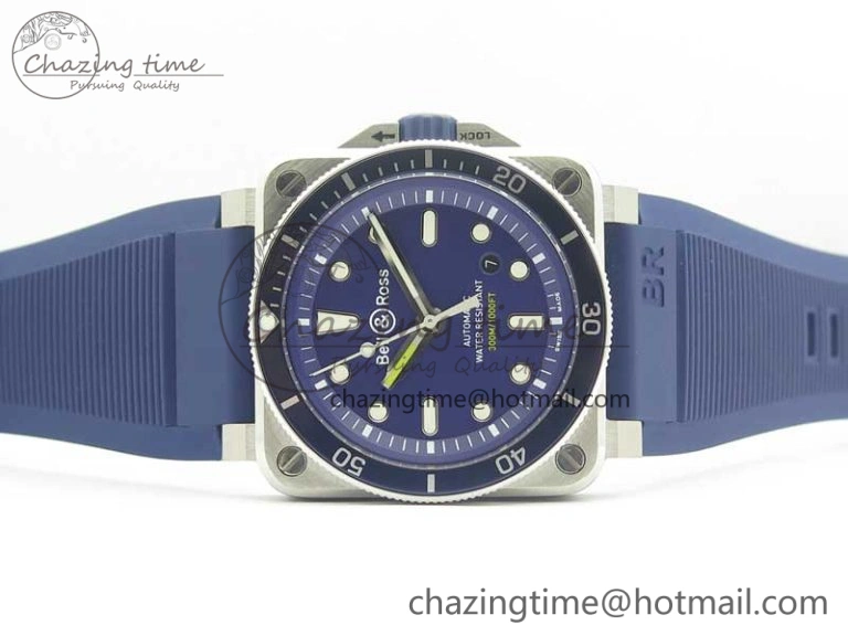 BR 03-92 Diver SS OXF 1:1 Best Edition Blue Dial on Rubber Strap MIYOTA 9015 (Free Leather)