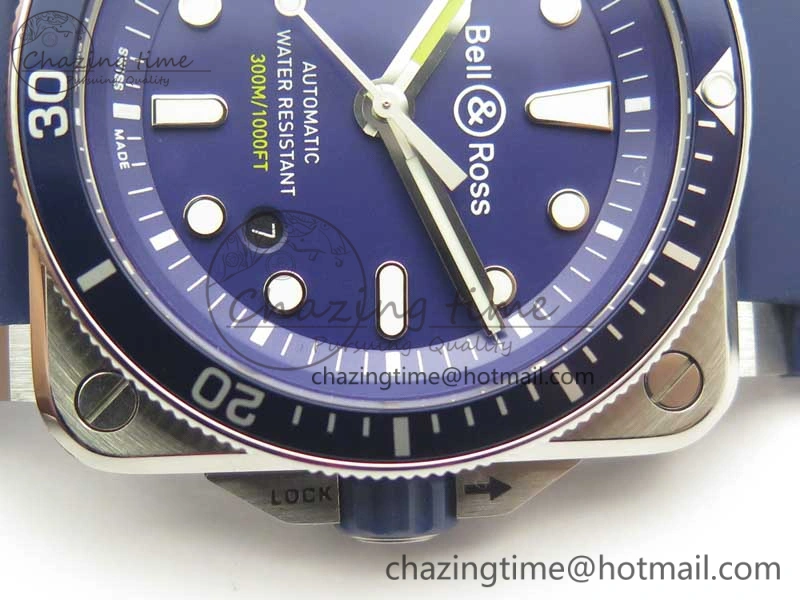 BR 03-92 Diver SS OXF 1:1 Best Edition Blue Dial on Rubber Strap MIYOTA 9015 (Free Leather)