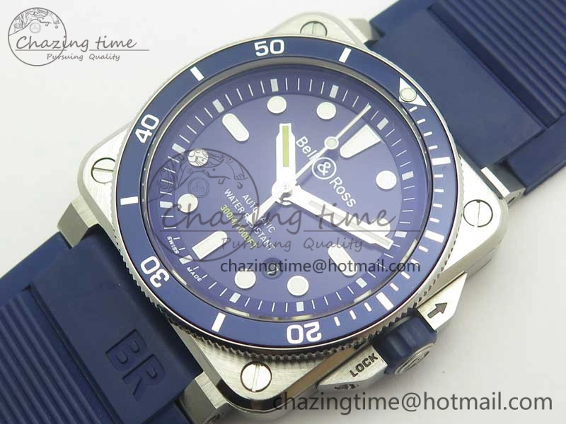 BR 03-92 Diver SS OXF 1:1 Best Edition Blue Dial on Rubber Strap MIYOTA 9015 (Free Leather)