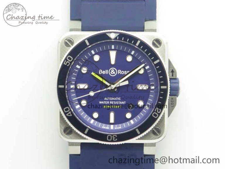 BR 03-92 Diver SS OXF 1:1 Best Edition Blue Dial on Rubber Strap MIYOTA 9015 (Free Leather)
