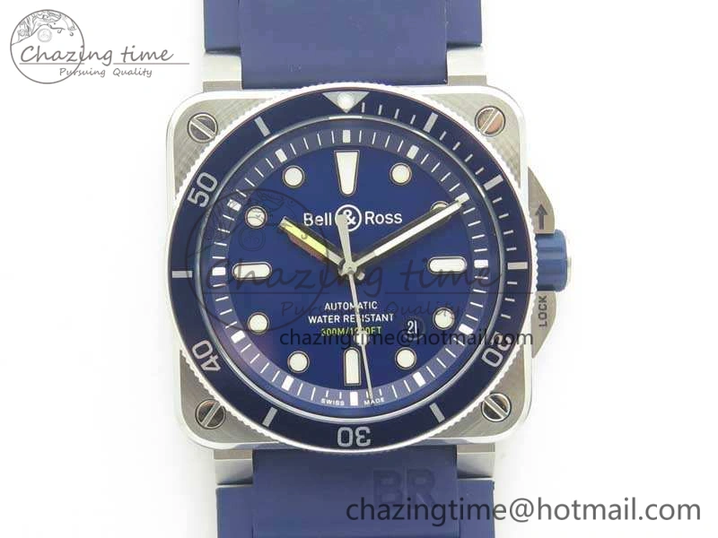 BR 03-92 Diver SS RDF 1:1 Best Edition Blue Dial On Rubber Strap MIYOTA9015 (Free Nylon Strap)