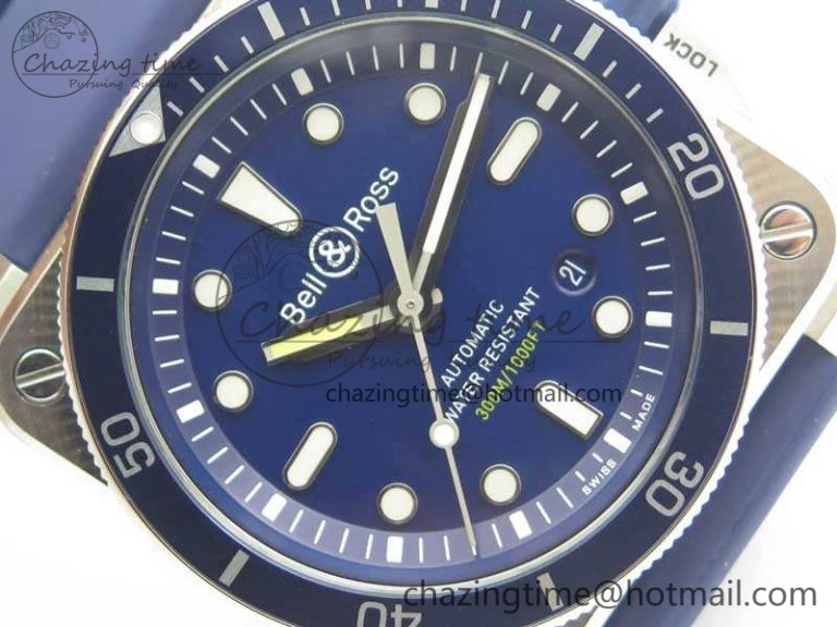 BR 03-92 Diver SS RDF 1:1 Best Edition Blue Dial On Rubber Strap MIYOTA9015 (Free Nylon Strap)