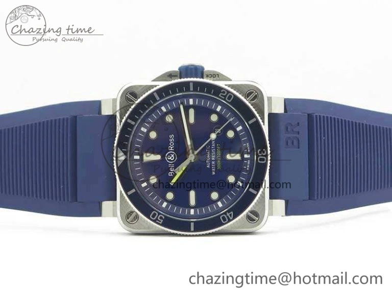 BR 03-92 Diver SS RDF 1:1 Best Edition Blue Dial On Rubber Strap MIYOTA9015 (Free Nylon Strap)