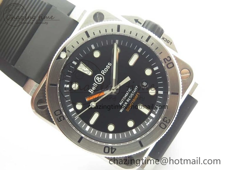 BR 03-92 Diver SS SS Bezel Black Dial on Rubber Strap MIYOTA 9015 (Free Leather Strap)