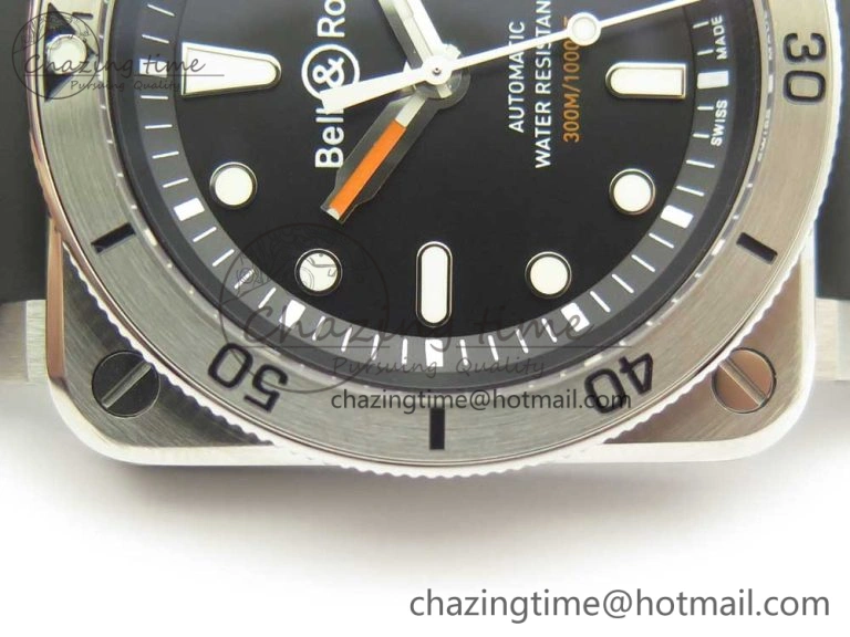BR 03-92 Diver SS SS Bezel Black Dial on Rubber Strap MIYOTA 9015 (Free Leather Strap)