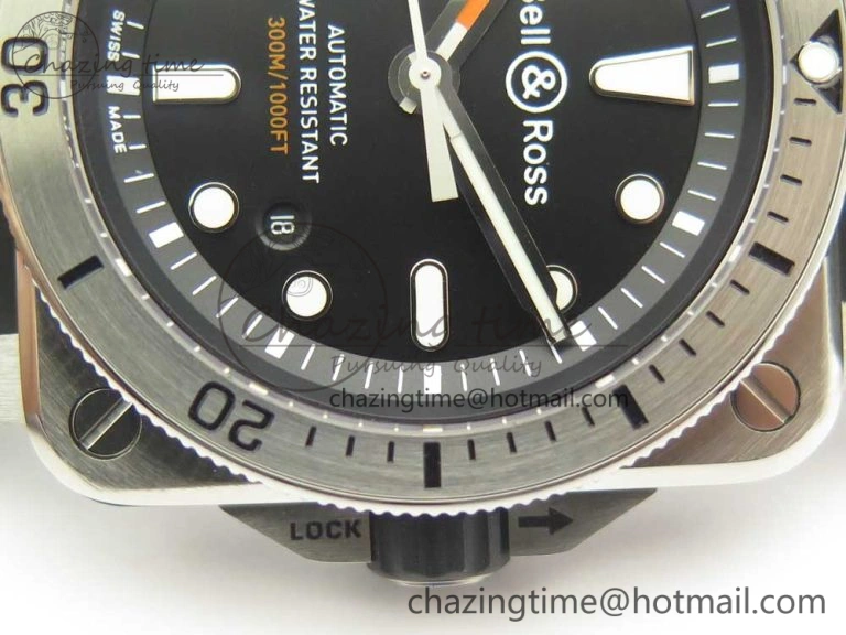 BR 03-92 Diver SS SS Bezel Black Dial on Rubber Strap MIYOTA 9015 (Free Leather Strap)