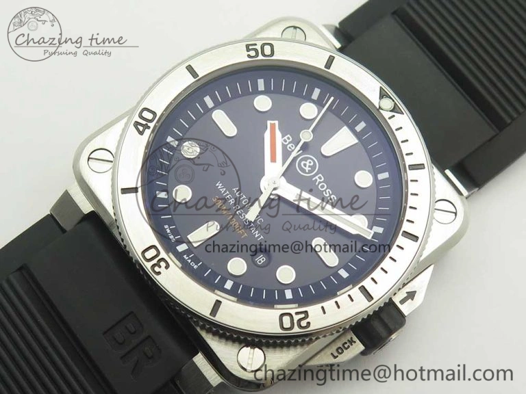 BR 03-92 Diver SS SS Bezel Black Dial on Rubber Strap MIYOTA 9015 (Free Leather Strap)