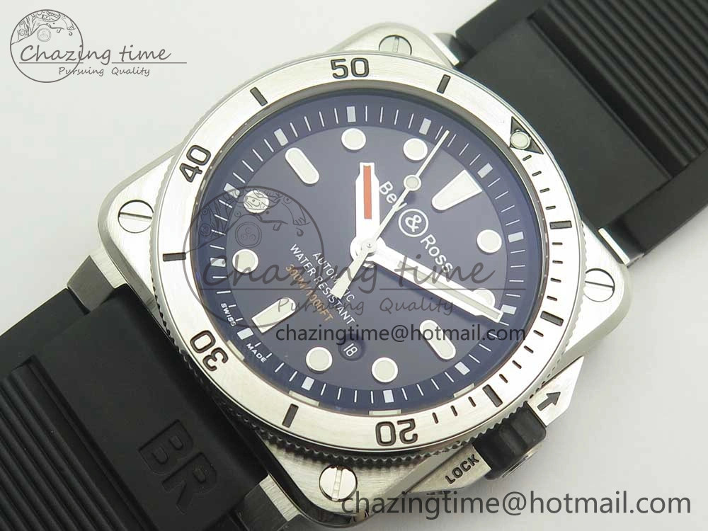 BR 03-92 Diver SS SS Bezel Black Dial on Rubber Strap MIYOTA 9015 (Free Leather Strap)