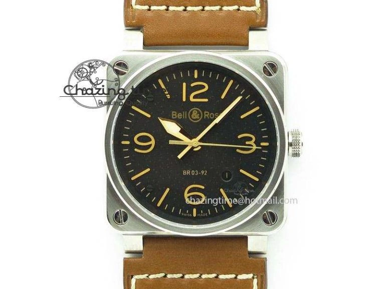 BR 03-92 Golden Heritage SS ZF 1:1 Best Edition On Brown Leather Strap MIYOTA 9015