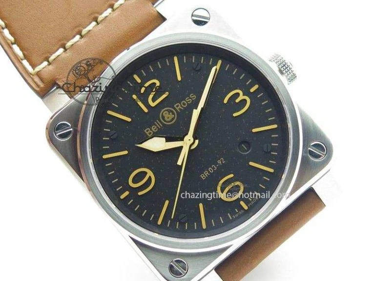 BR 03-92 Golden Heritage SS ZF 1:1 Best Edition On Brown Leather Strap MIYOTA 9015