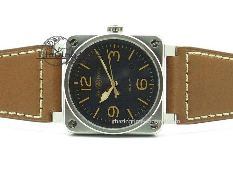 BR 03-92 Golden Heritage SS ZF 1:1 Best Edition On Brown Leather Strap MIYOTA 9015