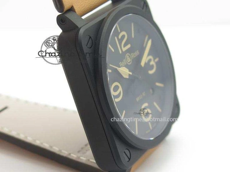 BR 03-92 Heritage PVD Black Dial On Brown Leather Strap MIYOTA 9015 V2