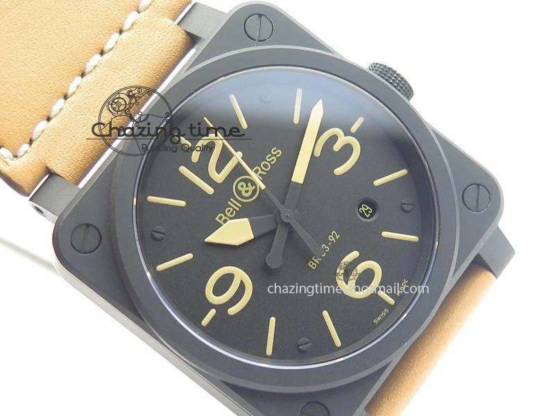 BR 03-92 Heritage PVD Black Dial On Brown Leather Strap MIYOTA 9015 V2