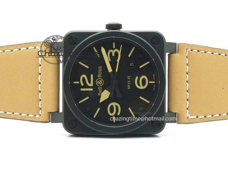 BR 03-92 Heritage PVD Black Dial On Brown Leather Strap MIYOTA 9015 V2