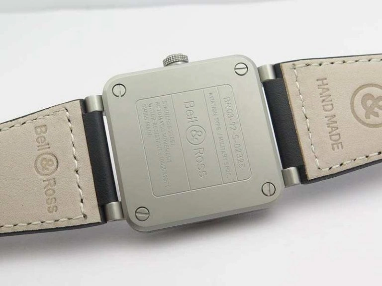 BR 03-92 Horograph Satin-Polished Steel Black Dial On Leather Strap MIYOTA 9015 (Free Nylon Strap)