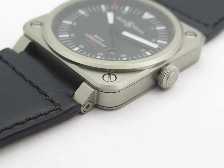 BR 03-92 Horograph Satin-Polished Steel Black Dial On Leather Strap MIYOTA 9015 (Free Nylon Strap)