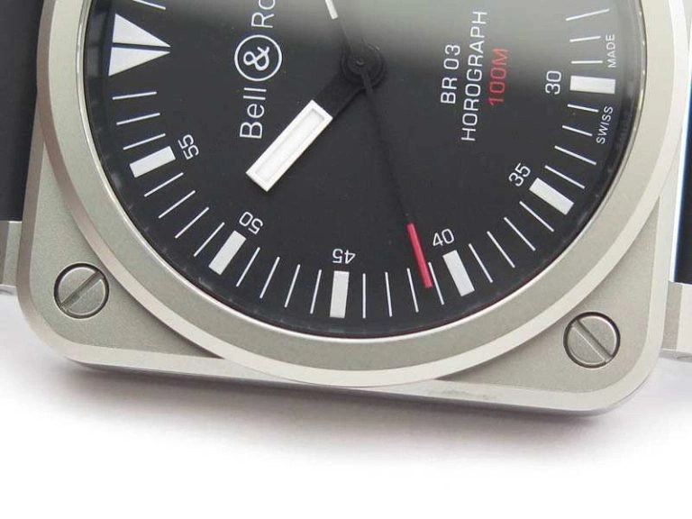 BR 03-92 Horograph Satin-polished Steel Black Dial On Rubber Strap MIYOTA 9015 (Free Nylon Strap)