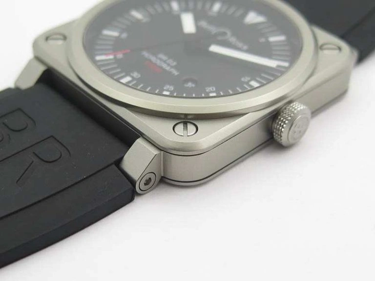 BR 03-92 Horograph Satin-polished Steel Black Dial On Rubber Strap MIYOTA 9015 (Free Nylon Strap)