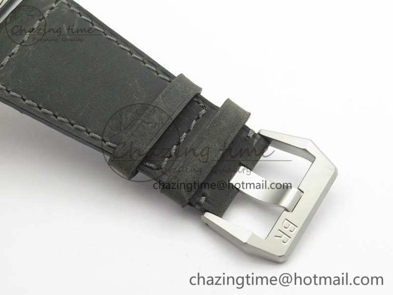 BR 03-92 Horolum Satin Polished Steel Gray Dial On Leather Strap MIYOTA 9015 (Free Nylon Strap) V2