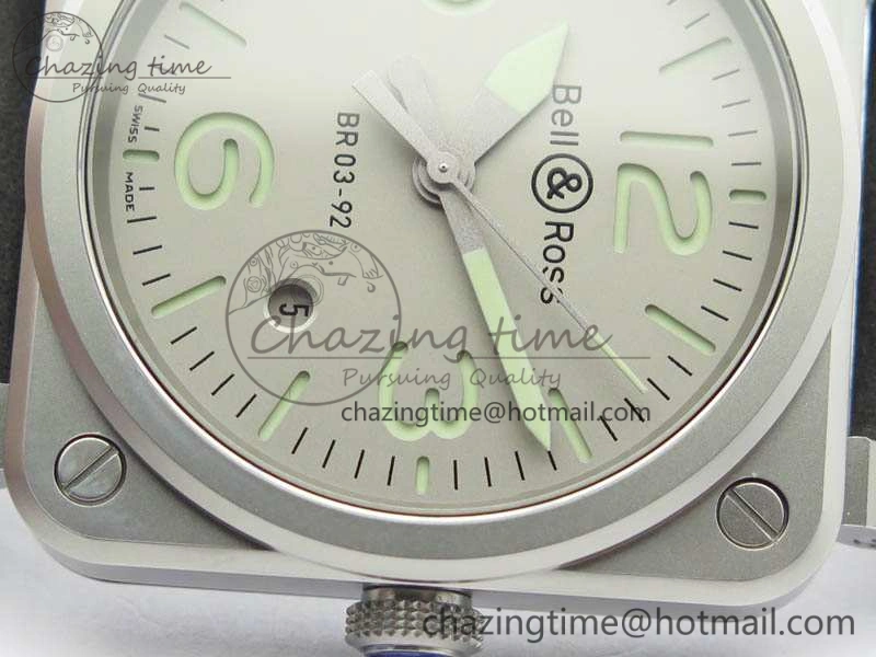 BR 03-92 Horolum Satin Polished Steel Gray Dial On Leather Strap MIYOTA 9015 (Free Nylon Strap) V2