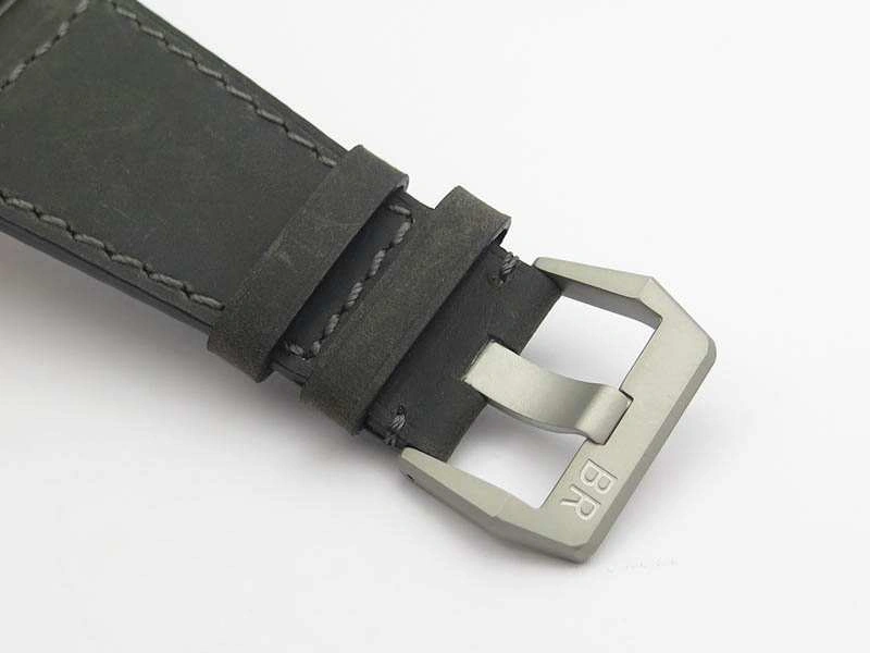 BR 03-92 Horolum Satin-Polished Steel Gray Dial On Leather Strap MIYOTA 9015 (Free Nylon Strap)