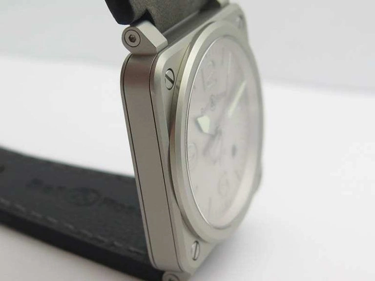 BR 03-92 Horolum Satin-Polished Steel Gray Dial On Leather Strap MIYOTA 9015 (Free Nylon Strap)