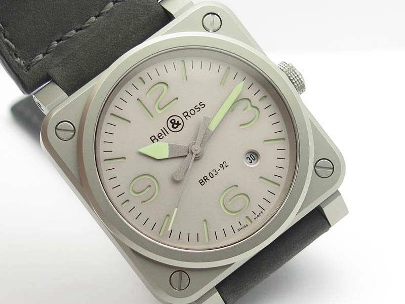 BR 03-92 Horolum Satin-Polished Steel Gray Dial On Leather Strap MIYOTA 9015 (Free Nylon Strap)