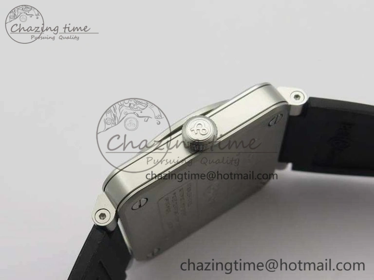BR 03-92 Horolum Satin Polished Steel Gray Dial On Rubber Strap MIYOTA 9015 (Free Nylon Strap) V2