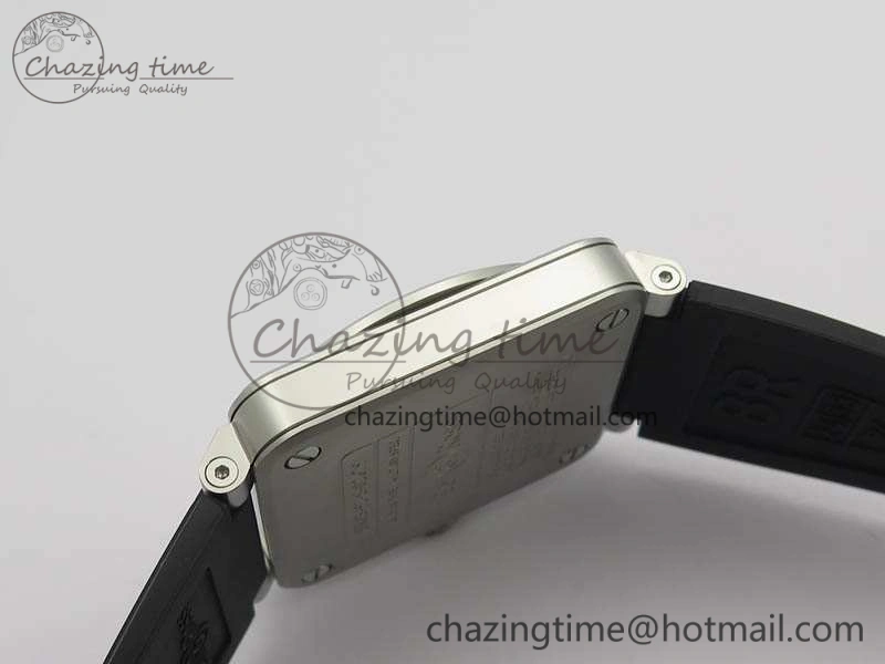 BR 03-92 Horolum Satin Polished Steel Gray Dial On Rubber Strap MIYOTA 9015 (Free Nylon Strap) V2