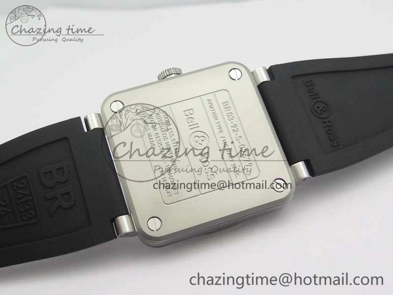 BR 03-92 Horolum Satin Polished Steel Gray Dial On Rubber Strap MIYOTA 9015 (Free Nylon Strap) V2