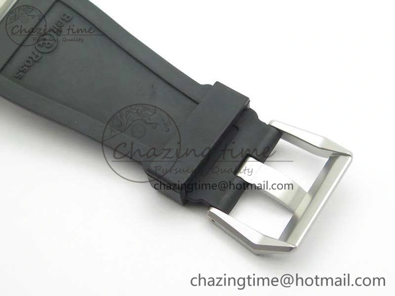 BR 03-92 Horolum Satin Polished Steel Gray Dial On Rubber Strap MIYOTA 9015 (Free Nylon Strap) V2