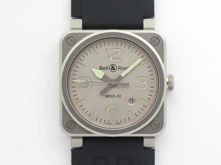 BR 03-92 Horolum Satin-polished Steel Gray Dial On Rubber Strap MIYOTA 9015 (Free Nylon Strap)