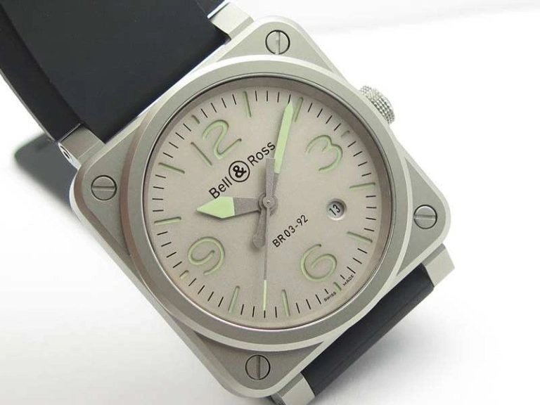 BR 03-92 Horolum Satin-polished Steel Gray Dial On Rubber Strap MIYOTA 9015 (Free Nylon Strap)