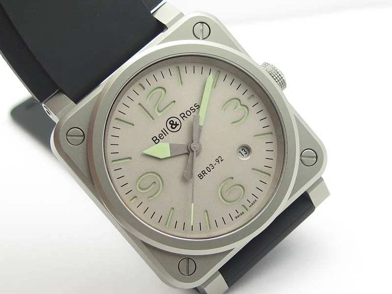 BR 03-92 Horolum Satin-polished Steel Gray Dial On Rubber Strap MIYOTA 9015 (Free Nylon Strap)