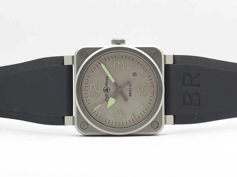 BR 03-92 Horolum Satin-polished Steel Gray Dial On Rubber Strap MIYOTA 9015 (Free Nylon Strap)