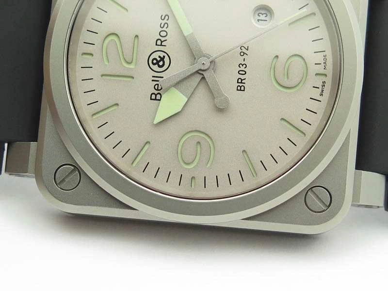 BR 03-92 Horolum Satin-polished Steel Gray Dial On Rubber Strap MIYOTA 9015 (Free Nylon Strap)
