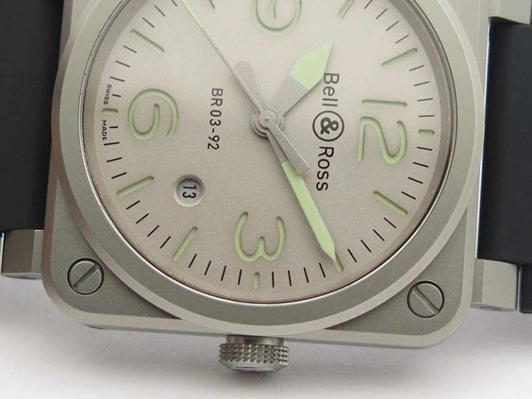 BR 03-92 Horolum Satin-polished Steel Gray Dial On Rubber Strap MIYOTA 9015 (Free Nylon Strap)