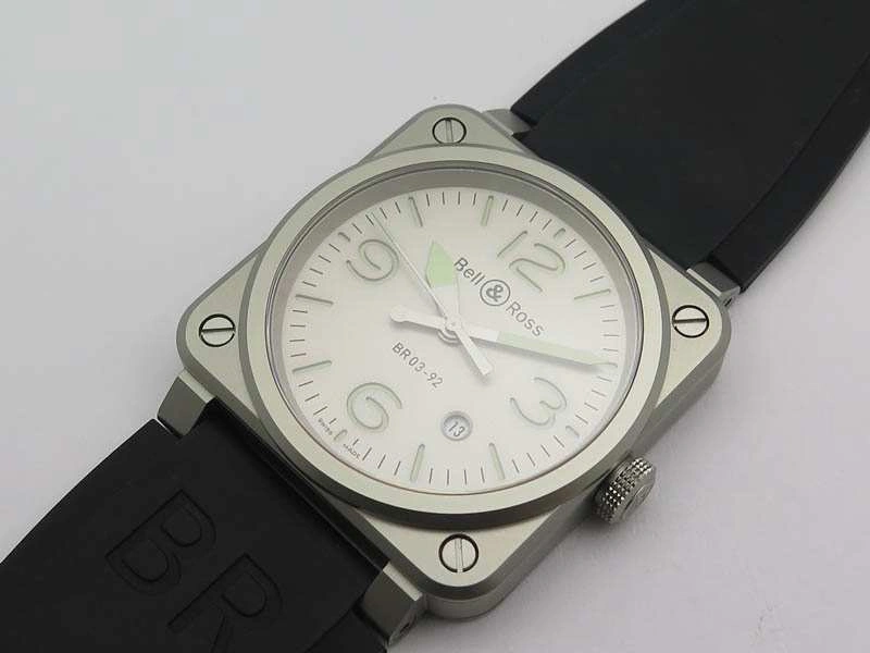 BR 03-92 Horolum Satin-polished Steel Gray Dial On Rubber Strap MIYOTA 9015 (Free Nylon Strap)