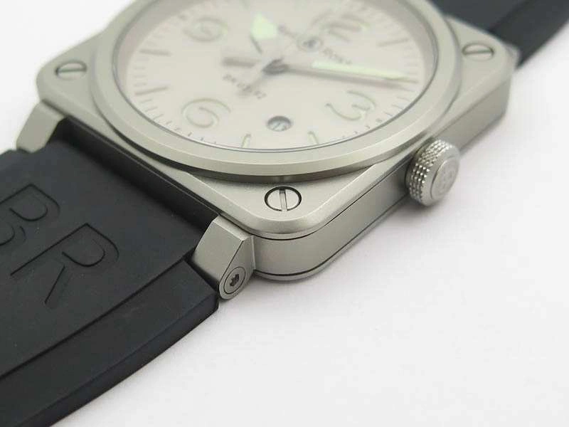 BR 03-92 Horolum Satin-polished Steel Gray Dial On Rubber Strap MIYOTA 9015 (Free Nylon Strap)